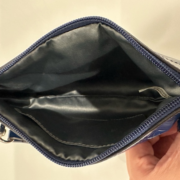 COACH Blue Patent Leather Monogram Wristlet with Dustbag - Picture 3 of 3